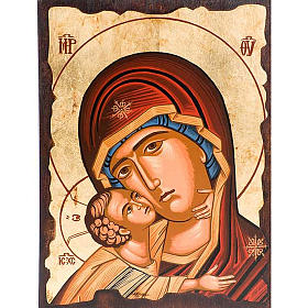 Ícone Mãe de Deus da Ternura com capa vermelha