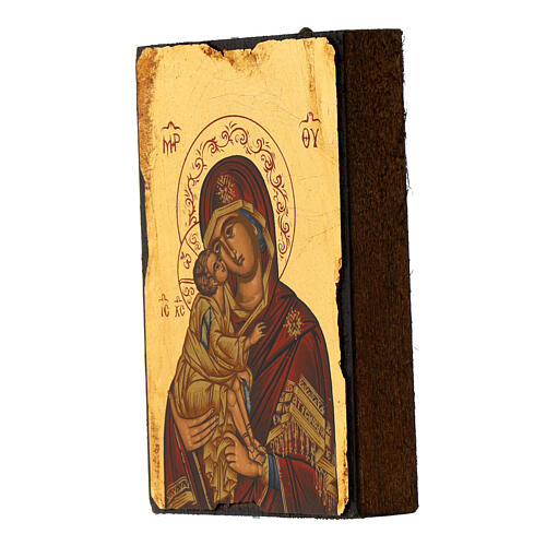 Icône religieuse Mère de Dieu de la tendresse manteau rouge 2