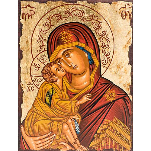 Ikona sakralna Matka Boża Czuła płaszcz czerwony 1