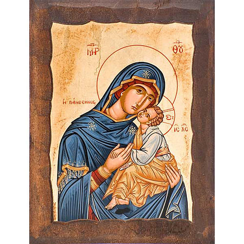 Ícone Mãe de Deus Eleousa capa azul 1