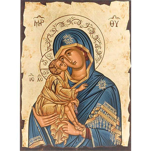 Ikona Matka Boża Czuła płaszcz niebieski Grecja 1