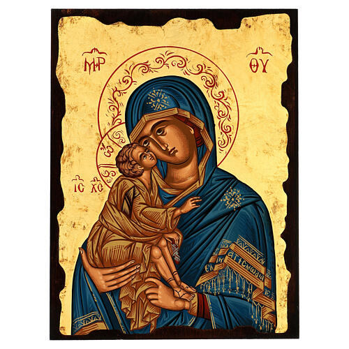 Ícone Nossa Senhora da Ternura capa azul Grécia 1