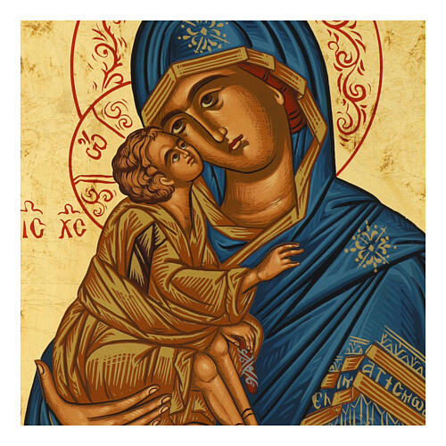 Ícone Nossa Senhora da Ternura capa azul Grécia 2