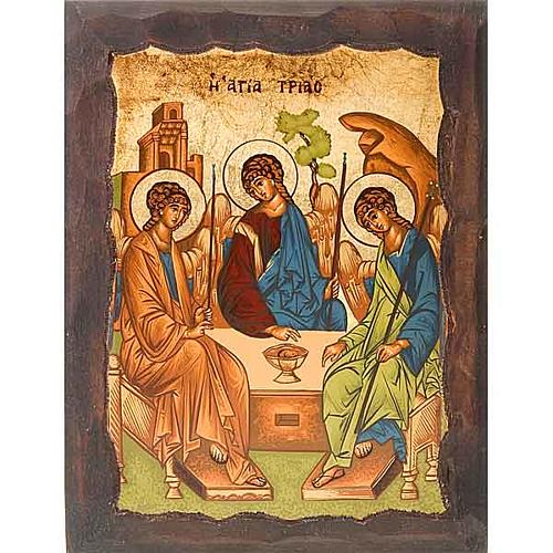 Ícone Santíssima Trindade Rublev borda esculpida 1
