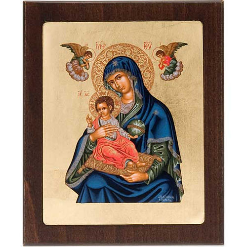 Icona serigrafia "Maria con bambino mondo in mano" 1