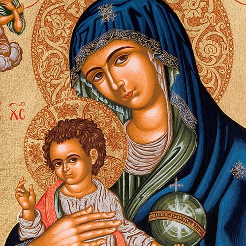 Icona serigrafia "Maria con bambino mondo in mano" 2