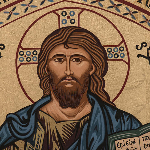 Griechische Siebdruck Ikone Christus Morreale, 16x22cm. 2