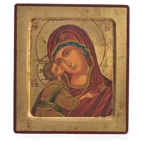 Griechische Siebdruck Ikone Gottesmutter von Vladimir 18x20cm 1