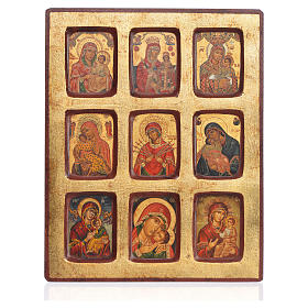 Icone Grecia dipinte e serigrafate: Icona greca serigrafata 9 Madonne 18x23