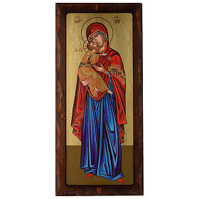 Silk-screen printed Greek icon Our Lady of Vladimir 55x25 cm