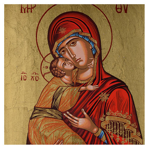 Silk-screen printed Greek icon Our Lady of Vladimir 55x25 cm 2
