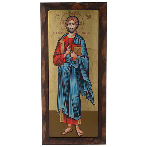 Griechische Siebdruck-Ikone, Christus Pantokrator, 55x25 cm 1