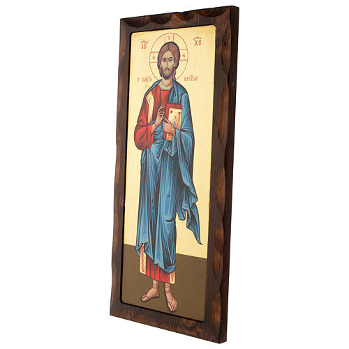Silk-screen printed Greek icon Christ Pantocrator 55x25 cm 3