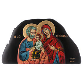 Icone Grecia dipinte e serigrafate: Icona bassorilievo Sacra Famiglia stile bizantino 25x45 cm