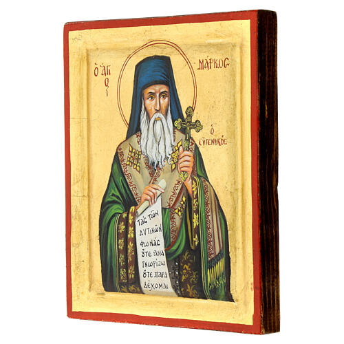 Griechische Ikone, Heiliger Markus, handgemalt und geschnitzt, 22x18 cm 2
