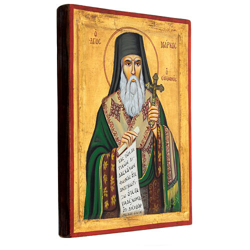 Griechische Ikone, Heiliger Markus, handgemalt und geschnitzt, 32x24 cm 3