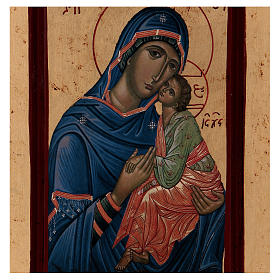 Icona Madonna Tenerezza Greca legno 28x14 cm serigrafata