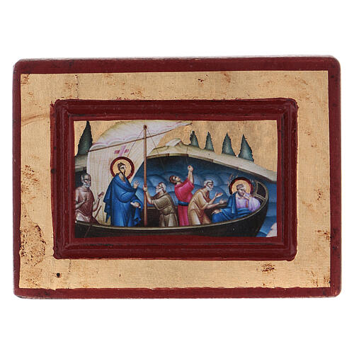 Griechische Ikone aus Holz im Siebdruck mit Jesus und seinen Jüngern, 6 x 8 cm 1