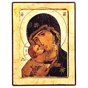 Icone Grecia dipinte e serigrafate: STOCK Icona greca serigrafata Madonna di Vladimir 30x25 cm