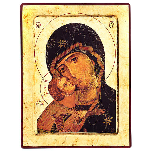 STOCK Icona greca serigrafata Madonna di Vladimir 30x25 cm 1
