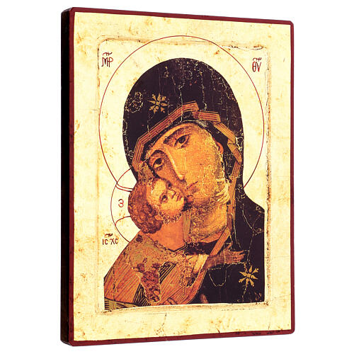 STOCK Ícone grego serigrafado Virgem de Vladimir 30x25 cm 3