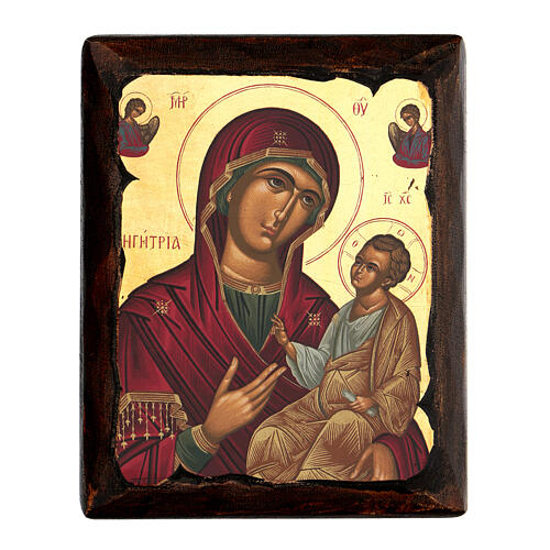 Icono serigrafado Virgen Odigitria sobre lienzo 14x10 cm 1
