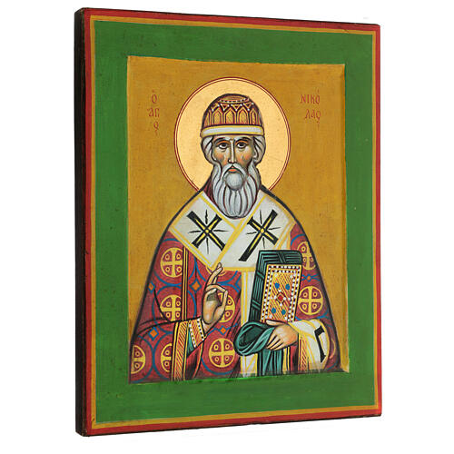 Griechische bemalte Ikone von Sankt Nikolaus, 35 x 25 cm 3
