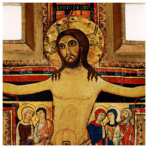 Crucifixo de São Damião impressão sobre pasta de madeira 110x80 cm 2