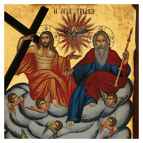 Griechische Siebdruck-Ikone der Dreifaltigkeit mit Engeln, 30 x 20 cm 2