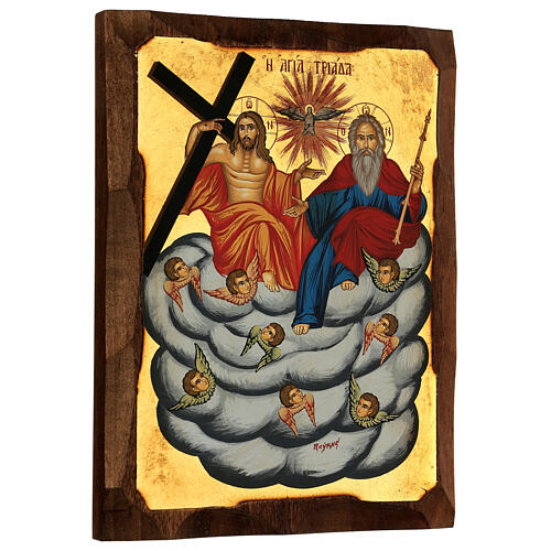 Griechische Siebdruck-Ikone der Dreifaltigkeit mit Engeln, 30 x 20 cm 3