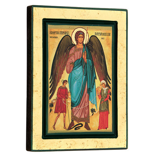Siebdruck-Ikone aus Griechenland vom heiligen Erzengel Raphael, 24 x 18 cm 3