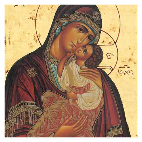 Siebdruck-Ikone aus Griechenland der Sofronow-Madonna der Zärtlichkeit, 24 x 18 cm 2