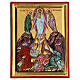 Bemalte Ikone aus Griechenland mit Darstellung der Verklärung auf goldfarbigem Hintergrund, 30 x 20 cm s1