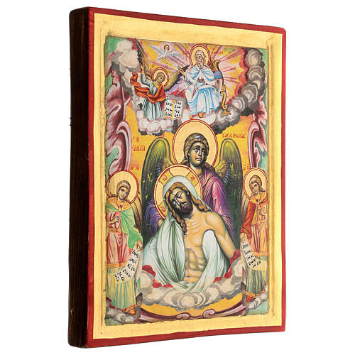 Ícone Deposição de Jesus fundo dourado pintado à mão 31x24 cm Grécia 3