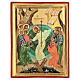 Bemalte Holz-Ikone aus Griechenland mit Darstellung der Auferstehung auf goldfarbigem Hintergrund, 30 x 20 cm s1