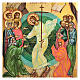 Bemalte Holz-Ikone aus Griechenland mit Darstellung der Auferstehung auf goldfarbigem Hintergrund, 30 x 20 cm s2
