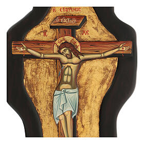 Icono griego relieve pintado crucifixión Cristo 66x35 hoja oro