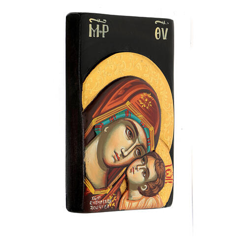 Icona greca rilievo dipinta mano Madonna Clemente Umilenie 14X10 cm 2