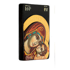 Ícone grego pintado à mão Nossa Senhora Clemente Umilenie relevos 14x10 cm