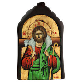 Hand painted Greek icon Christ the Good Shepherd bas-relief 40X30 cm