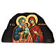 Icona greca dipinta mano Sacra Famiglia bassorilievo aureola dorata 25X45 cm s1