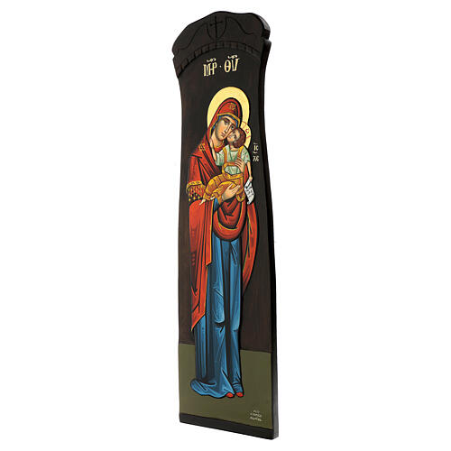 Ikona grecka malowana ręcznie ze złotym płatkiem Madonna i Chrystus, aureola pozłacana, 90x25 cm 4