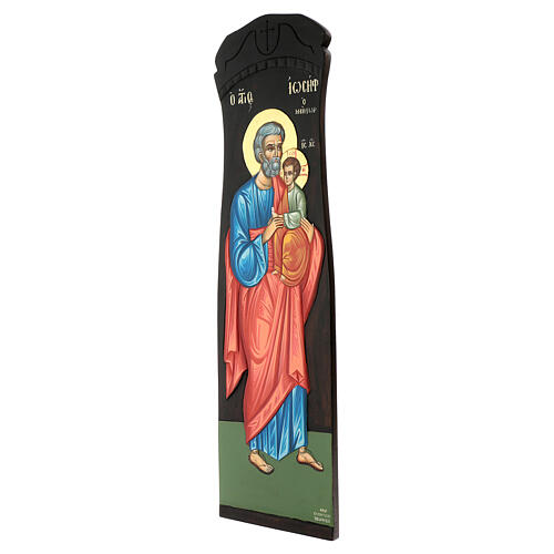 Greek icon St Joseph relief hand painted 90x25 cm 4