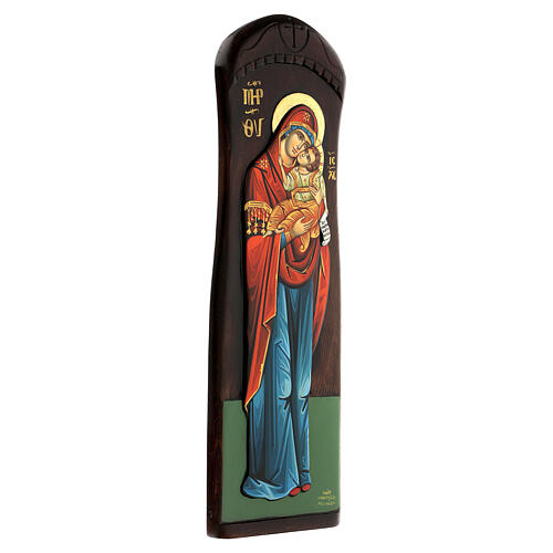 Griechische handbemalte Ikone mit reliefartigen Maria und Jesus, 60 x 20 cm 3