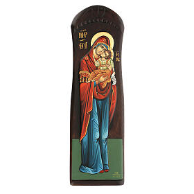 Icono griego Virgen Jesús pintado mano relieve 60x20 cm