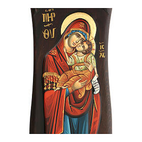 Ícone grego pintado à mão Nossa Senhora e Menino Jesus relevos 60x18 cm