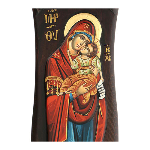 Ícone grego pintado à mão Nossa Senhora e Menino Jesus relevos 60x18 cm 2