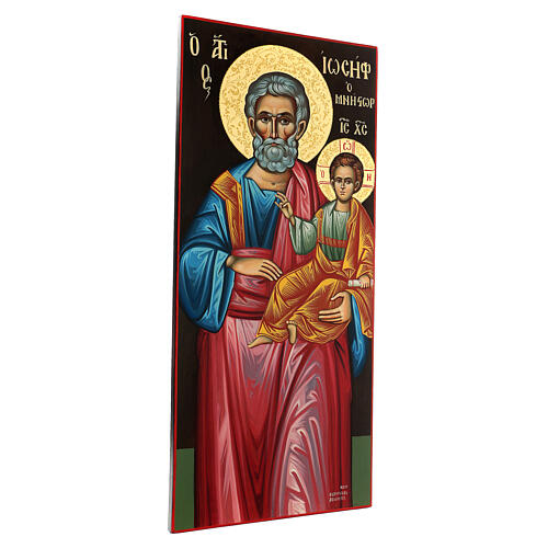 Griechische glatte handbemalte Ikone von Sankt Josef, 90 x 40 cm 4