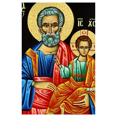 Icona greca dipinta mano liscia San Giuseppe 90X40 cm 2