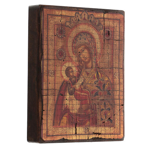 Icona greca serigrafata antichizzata Madonna Cristo 14X10 cm 3